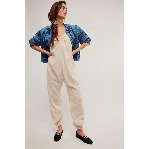 Free People Dream Free Harem One-Piece Jumpsuit Cutout Cotton Harem M NEW 279074